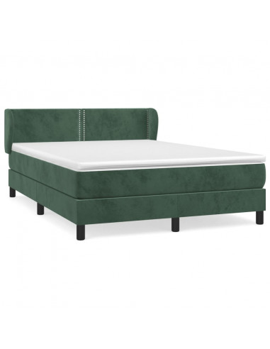 Giroletto a Molle con Materasso Verde Scuro 140x200 cm Velluto