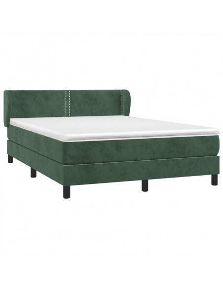 Giroletto a Molle con Materasso Verde Scuro 140x200 cm Velluto