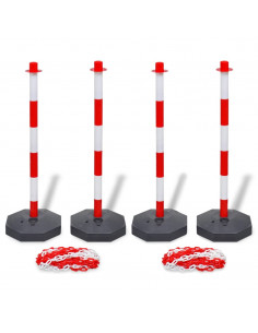 Set Stradale con 4 Pali e 2 Catene in Plastica 10 m Ciascuna 2