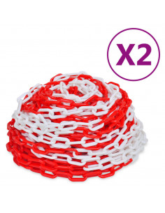 Catene di Sicurezza Traffico 2 pz Rosso e Bianco Plastica 30 m 2