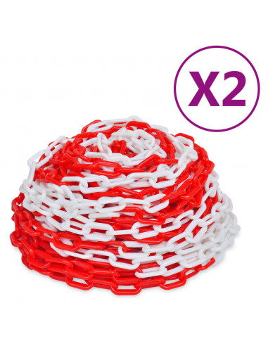 Catene di Sicurezza Traffico 2 pz Rosso e Bianco Plastica 30 m