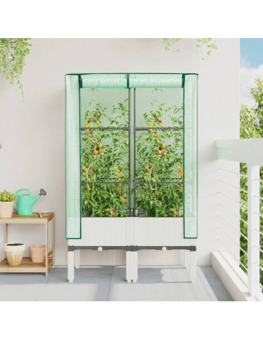 Letto Rialzato con Copertura Serra Effetto Rattan 80x40x140 cm