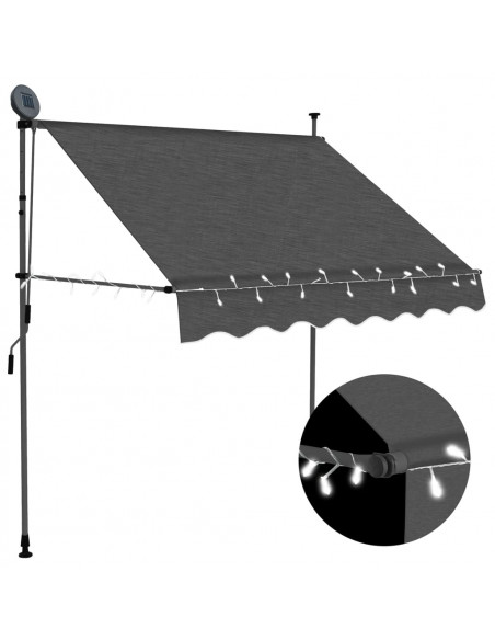Tenda da Sole Retrattile Manuale con LED 100 cm Antracite