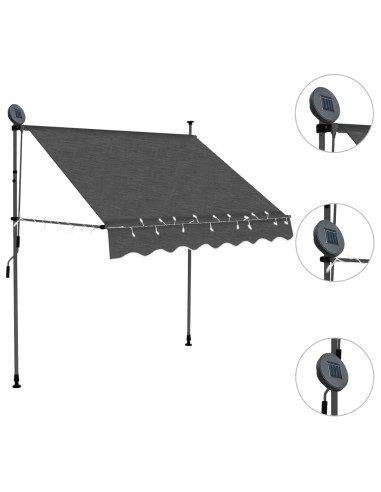 Tenda da Sole Retrattile Manuale con LED 100 cm Antracite