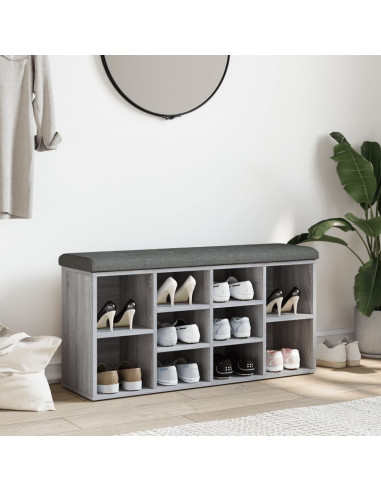 Panca Porta Scarpe Grigio Sonoma 102x32x50 cm Legno Multistrato