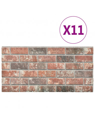 Pannelli Murali 3D con Mattoni Grigio & Marrone Scuro 11 pz EPS