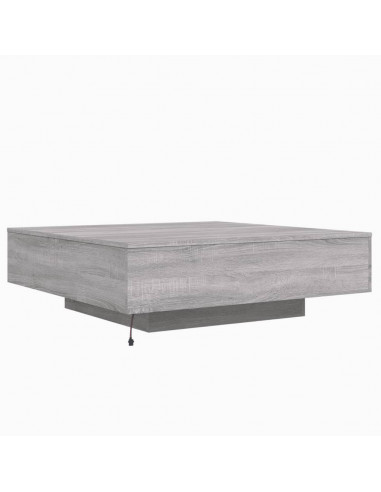 Tavolino da Soggiorno con Luci LED Grigio Sonoma 100x100x31 cm