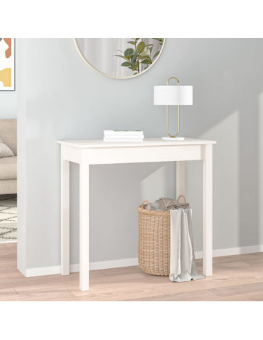 Tavolo Consolle Bianco 80x40x75 cm in Legno Massello di Pino