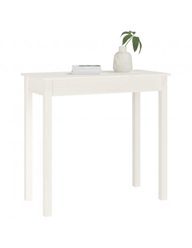 Tavolo Consolle Bianco 80x40x75 cm in Legno Massello di Pino