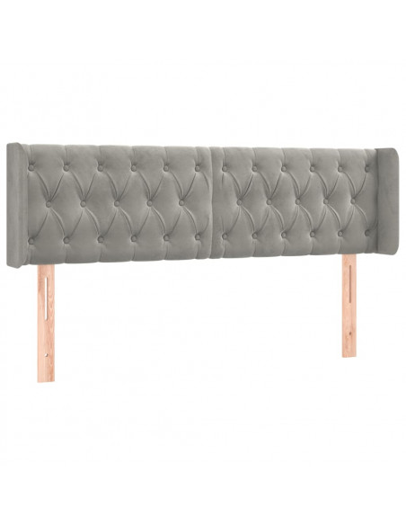 Testiera ad Orecchio Grigio Chiaro 163x16x78/88 cm in Velluto