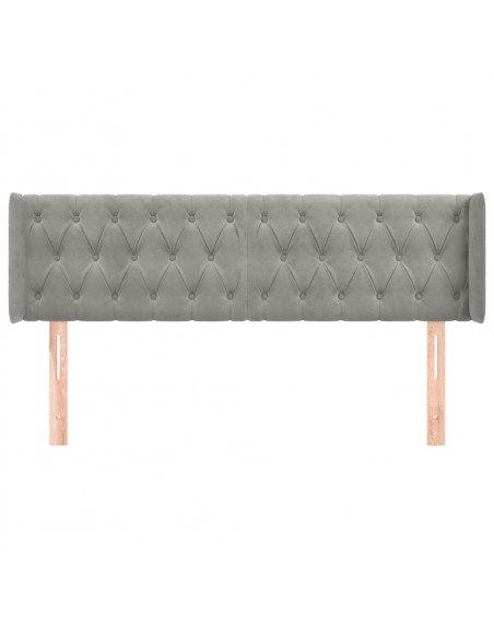 Testiera ad Orecchio Grigio Chiaro 163x16x78/88 cm in Velluto