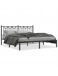 Giroletto con Testiera in Metallo Nero 183x213 cm 2