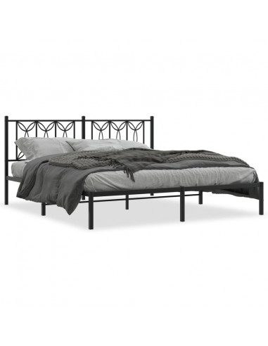 Giroletto con Testiera in Metallo Nero 183x213 cm