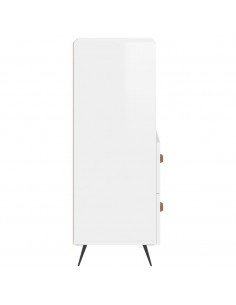 Credenza Bianco Lucido 34,5x34x90 cm in Legno Multistrato 2