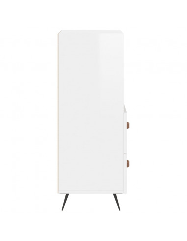 Credenza Bianco Lucido 34,5x34x90 cm in Legno Multistrato