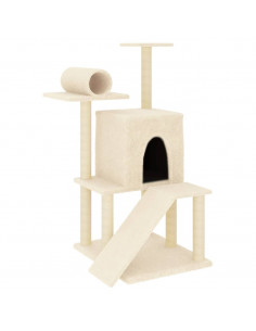 Albero per Gatti con Tiragraffi in Sisal Crema 110,5 cm 2