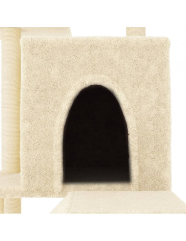 Albero per Gatti con Tiragraffi in Sisal Crema 110,5 cm