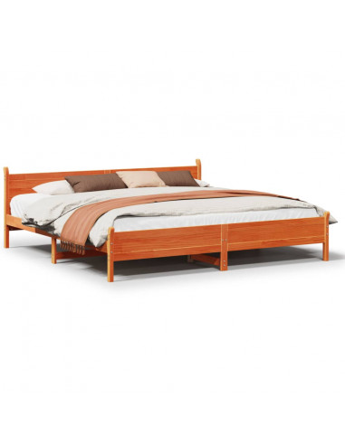 Letto senza Materasso Marrone Cera 180x200 cm in Legno di Pino