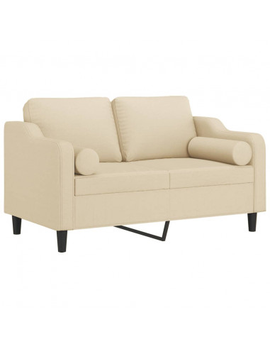 Divano a 2 Posti con Cuscini Crema 120 cm in Tessuto