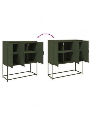 Credenza Verde Oliva 100,5x39x107 cm in Acciaio
