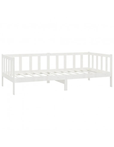 Divano Letto con Materasso 90x200 cm Bianco in Legno di Pino