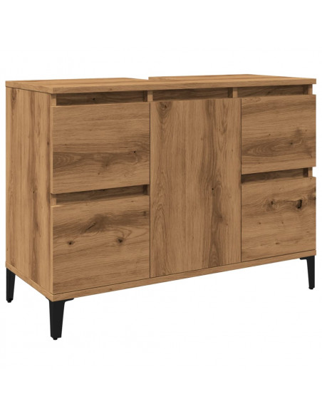 Mobile Lavabo Rovere Artigianale 80x33x60 cm Legno Multistrato