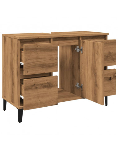 Mobile Lavabo Rovere Artigianale 80x33x60 cm Legno Multistrato