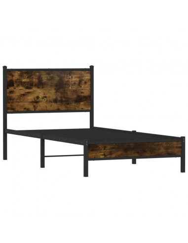 Giroletto con Testiera in Metallo Rovere Fumo 90x190 cm