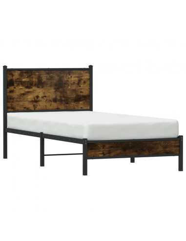 Giroletto con Testiera in Metallo Rovere Fumo 90x190 cm