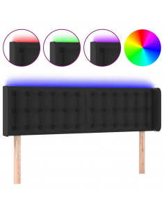 Testiera a LED Nera 147x16x78/88 cm in Similpelle 2