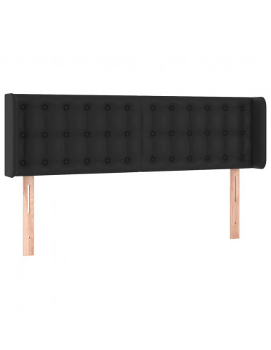 Testiera a LED Nera 147x16x78/88 cm in Similpelle