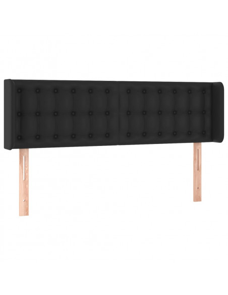 Testiera a LED Nera 147x16x78/88 cm in Similpelle