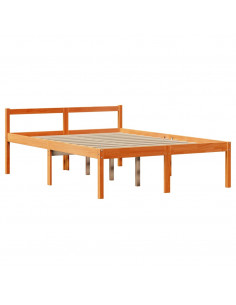 Giroletto con Testiera Marrone Cera 140x190 cm Massello Pino 2