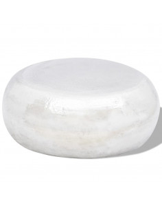 Tavolino per Caffè in Alluminio Martellato Argento 2