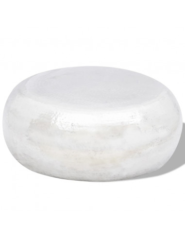 Tavolino per Caffè in Alluminio Martellato Argento