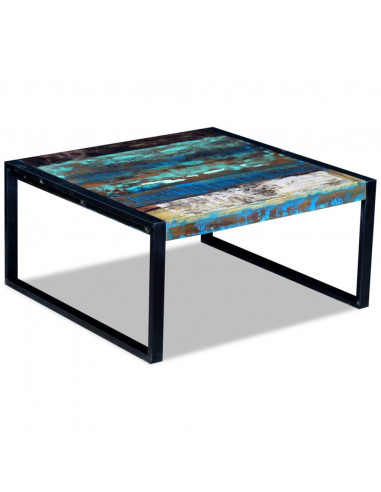 Tavolino da Salotto in Legno Massello Anticato 80x80x40 cm