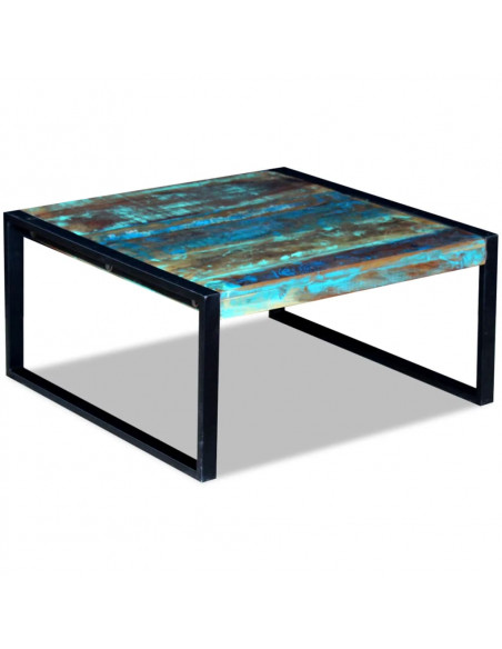 Tavolino da Salotto in Legno Massello Anticato 80x80x40 cm