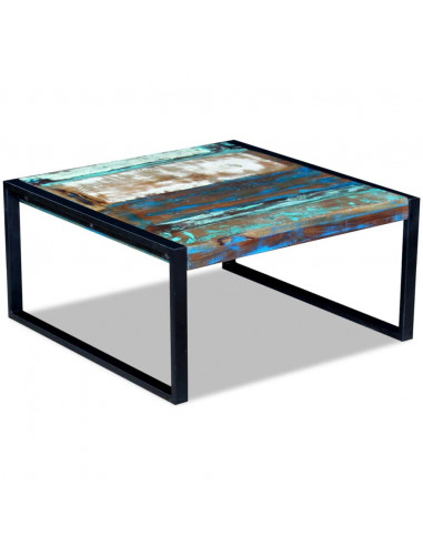 Tavolino da Salotto in Legno Massello Anticato 80x80x40 cm