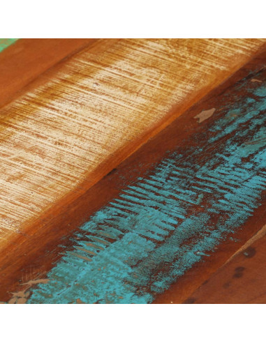 Tavolino da Salotto Rotondo Legno Massello di Recupero 68x37 cm