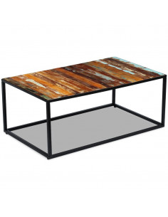 Tavolino da Salotto in Legno Massello di Recupero 100x60x40 cm 2