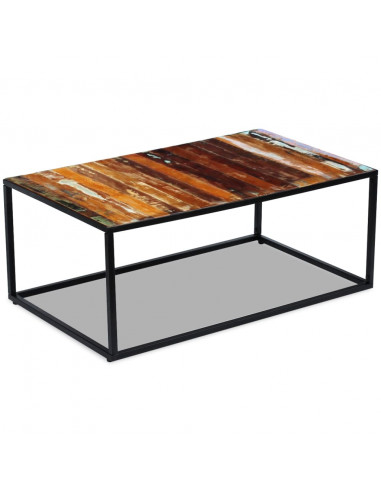 Tavolino da Salotto in Legno Massello di Recupero 100x60x40 cm