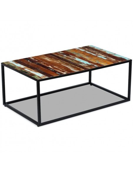 Tavolino da Salotto in Legno Massello di Recupero 100x60x40 cm