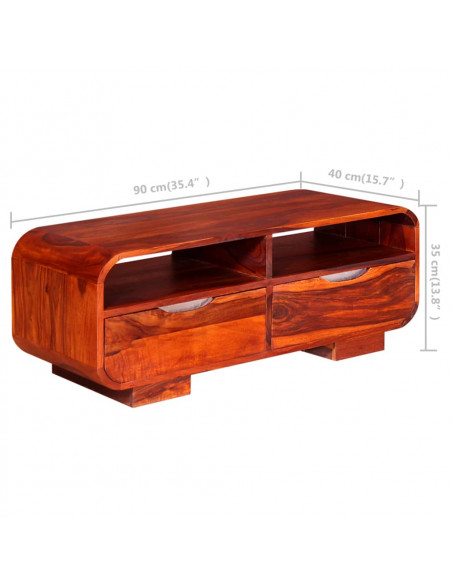 Tavolino da Salotto in Legno Massello di Sheesham 90x40x35 cm