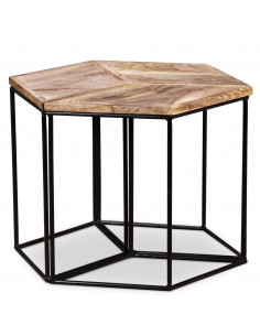 Tavolino da Salotto in Legno Massello di Mango 56x48x40 cm 2