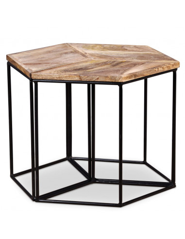 Tavolino da Salotto in Legno Massello di Mango 56x48x40 cm