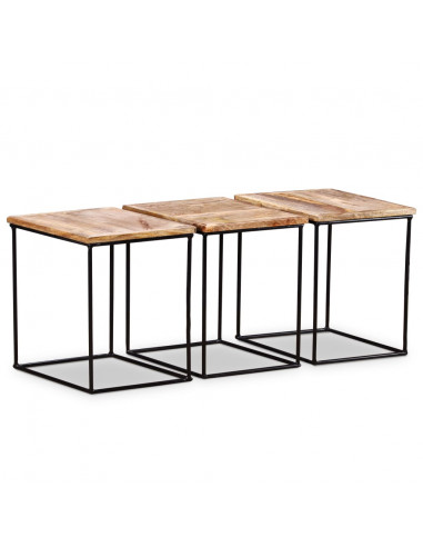 Tavolino da Salotto in Legno Massello di Mango 56x48x40 cm