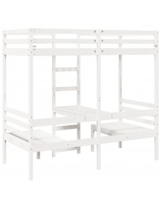 Giroletto Soppalco con Scrivania e Sedie Bianco 90x200cm Pino 2