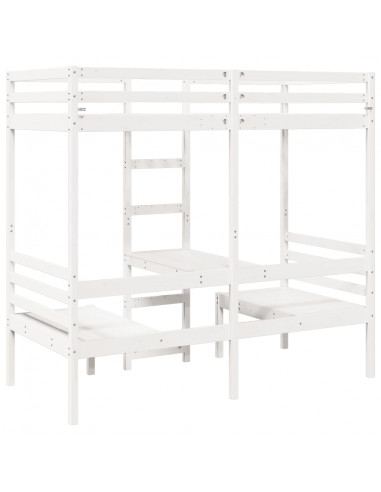 Giroletto Soppalco con Scrivania e Sedie Bianco 90x200cm Pino