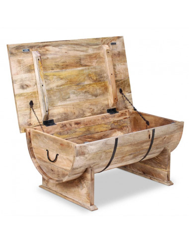 Tavolino da Salotto in Legno Massello di Mango 88x50x40 cm