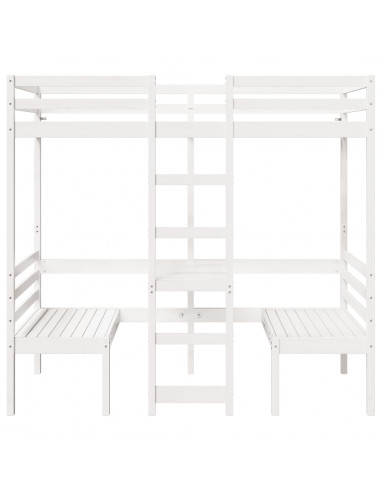 Giroletto Soppalco con Scrivania e Sedie Bianco 90x200cm Pino